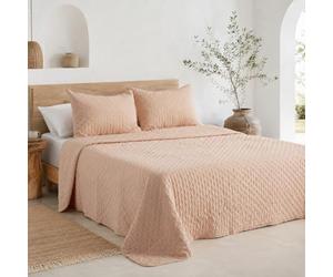 GAMUSI Couvre-lit pour Lit 150/160 cm Mi-Saison Léger Printemps Été Rembourré, 250 x 270 cm, Couleur Taupe