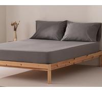 GAMUSI Drap-housse pour lit 120 x 200 x 30 cm, 100 % coton, respirant, réglable, couleur gris foncé