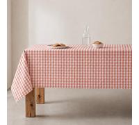 GAMUSI Nappe Anti-Taches au Toucher Tissu rectangulaire à Carreaux Vichy, Coton imperméable, 140 x 180 cm, Couleur Saumon