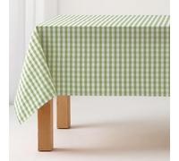 GAMUSI Nappe Anti-Taches au Toucher Tissu rectangulaire à Carreaux Vichy, Coton imperméable, 140 x 200 cm Couleur Vert Clair