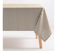 GAMUSI Nappe Anti-Taches carrée en Tissu Coton imperméable à Rayures Taupe, 160 x 160 cm