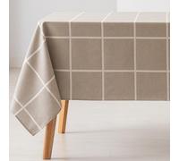 GAMUSI Nappe Anti-Taches de Table rectangulaire à Carreaux Jacquard imperméable, 140 x 300 cm, Toucher Tissu, Couleur Beige