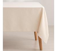 GAMUSI Nappe Anti-Taches de Table rectangulaire Jacquard imperméable, 140 x 240 cm, Toucher Tissu, Couleur écru - Ring