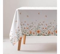 GAMUSI Nappe Anti-Taches en Coton Floral rectangulaire au Toucher Tissu 160 x 300 cm, Couleur Beige