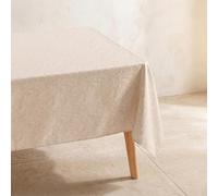 GAMUSI Nappe anti-taches en tissu gaufré motif floral, 240 x 140 cm, beige.