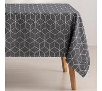 GAMUSI Nappe Anti-Taches géométrique Line Anthracite 140 x 200 cm | Anti-taches