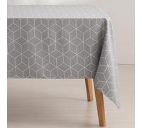 GAMUSI Nappe Anti-Taches géométrique Line Gris 140 x 140 cm | Anti-taches