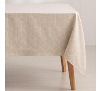 GAMUSI Nappe Anti-Taches géométrique Line Lin 140 x 140 cm