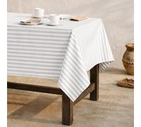 GAMUSI Nappe Anti-Taches rectangulaire Tissu Coton imperméable à Rayures Gris Clair, 140 x 200 cm