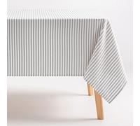 GAMUSI Nappe Anti-Taches rectangulaire Tissu Coton imperméable à Rayures Grises 160 x 300 cm