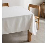 GAMUSI Nappe anti-taches unie rectangulaire tissu jaspé, toucher naturel, 140 x 300 cm, blanc