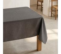 GAMUSI Nappe Anti-taches Unie Rectangulare en Tissu Jaspé, Toucher Naturel, 140x240 cm, Anthracite