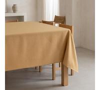 GAMUSI Nappe Anti-taches Unie Rectangulare en Tissu Jaspé, Toucher Naturel, 140x350 cm, Moutarde