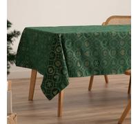 GAMUSI Nappe de Noël Jacquard Fil doré pour Table à Manger rectangulaire décoration de Noël 140 x 100 cm Couleur Verte