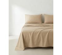 GAMUSI Parure de lit 3 pièces respirante et douce pour lit de 80 x 190/200 cm, 100 % coton, couleur pierre