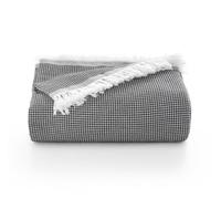GAMUSI Plaid multifonction pour lit et canapé. Plaid - Couvre-lit en coton doux et respirant nid d'abeille - 180 x 140 cm, noir