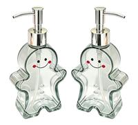 GANAZONO 2 Pièces Distributeur de Savonnette Forme Bonhomme D'épices | Pompe à Pression Stable, Base Antidérapante, Grand Goulot pour Recharge Facile, Usage Salle de Bain Cuisine