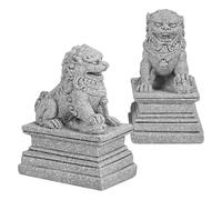 GANAZONO 2pcs Foo Dog Statue Mini Statues en Pierre Asiatique Lions Gardiens Miniatures Figurine Fée Jardin Feng Shui Décoration Chinois Décor de Bureau