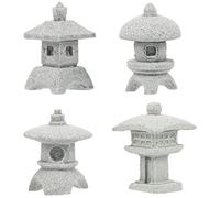 GANAZONO 4 Pièces Statue De Pagode Miniature Mini Décor Pavillon Paysage Paysage Ornement De Table Petite Statue De Pagode Lanterne Japonaise Mini Pagode Figurine De Fée Grès Aquarium Chine