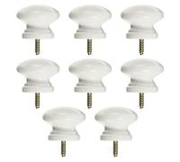 GANAZONO 8 Pièces Bouton de Meuble Rond en Bois Blanc, Montage Simple | Bois Massif, Vis Autotaraudeuses Incluses, Style Moderne Rustique, pour Tiroirs de Chevet et Placards