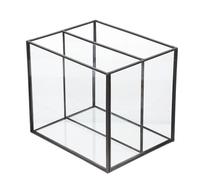 GANAZONO Boîte de Rangement Noire pour Cosmétiques et Bijoux en Laiton et Verre Organiseur Multifonction pour Petits Objets, Rangement à Domicile