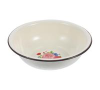 GANAZONO Bol à Mélanger en Émail Épais 18 Cm Beige, Bassine Multi-usage pour Cuisine et Lavage de Riz, Ustensile Ancien Robuste avec Grande Capacité, Lavabo Émaillé Pratique pour Usage