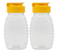 GANAZONO Ensemble de 2 flacons à presser réutilisables sans goutte distributeur de miel bouteille d'épices pour cuisine restaurant sauces confiture vinaigrette contenants 10.2x5.2x4cm