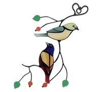 GANAZONO Ornement Suspendu D’oiseau en Verre Coloré Rouge, Décor Mural en Vitrail Artisanal, Décoration Suspendue pour Fenêtre et Jardin, Décoration Extérieure Élégante