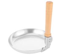 GANAZONO Poêle à Frire Portable Manche Vertical en Bois en Acier Inoxydable Argenté Mini Poêle Multifonction pour Œufs Plat la Maison ou Usage Professionnel