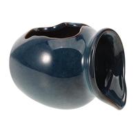 GANAZONO Pot Cascade en Céramique Bleu Petit Modèle A, Fontaine Décorative D’intérieur ’extérieur, Bocal pour Paysage Circulation D’Eau, Accessoire Jardin pour Ambiance Zen, sans Pompe