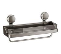 GANCEI Étagère murale à ventouse, fer et ABS, organiseur de salle de bain avec forte tenue, gris, 30 x 124 x 107 cm, pour douche
