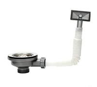 GANCEI Siphon d'évier de cuisine fabriqué en acier inoxydable et PVC avec fonction de trop-plein auto-drainant pour éviter les obstructions et garantir un débit d'eau fluide (110 mm)