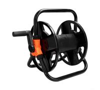 GANCEI Support de dévidoir de tuyau d'arrosage et support mural, chariot de rangement pour tuyau d'eau pour terrasse et cour, support enroulable compact avec poignée lisse pour éviter les nœuds, noir
