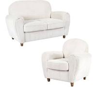 GANDY - Ensemble Fauteuil et Canapé Club 2 Places Tissu Velours Côtelé Beige - Altobuy Beige G