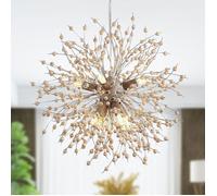 Ganeed Lustre,Lustre pissenlit moderne en perles de bois,8 lumières,pour salon,salle à manger,chambre,cuisine(Ampoule non incluse)