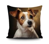 Ganshan Bi Jolie housse de coussin Jack-Russell - Motif terrier de chien - Décoration d'animaux - Pour canapé, lit, canapé, amoureux des chiens - Cadeau - 40,6 x 40,6 cm