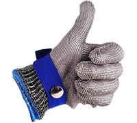 Gant de Boucher en Cotte de Maille Acier inoxydable résistant Coupe Haute Performance Niveau 5 Protection Taille L(pas une paire)