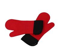 Gant de cuisine rouge en Silicone, 2 pièces, gant de cuisine, avec manche en toile Extra-longue, coutures pour les grillades et la chaleur du barbecue