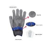 Gant de protection anti-coupure pour boucher / en fil d'acier inoxydable -taille unique grand - Aueq - gris