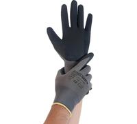 Gant de travail HYGOSTAR "NYLON - SKILL", gris, gant XXL en maille fine de nylon, paume et bouts des doigts avec - 12 pièces (33982)