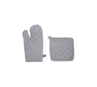 - Gant et manique - Coton - Gris clair
