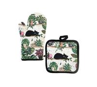 Gant et manique en coton Chaton dans les plantes par