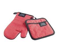 Gant + manique 18 x 28 cm/20 x 20 cm chambray uni+pvc harold Rouge