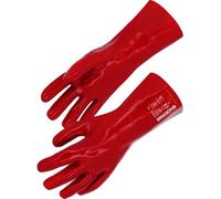 Gant Manutention lourde milieu humide SINGER Taille 9,5 PVC tout enduit 35cm ROUGE Finition lisse