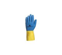 Gant ménage Latex Floque Longueur 30cm épaisseur 0.60mm Coloris Bleu-Jaune Taille 6/7-Paire
