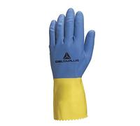Gant ménage Latex Floque Longueur 30cm épaisseur 0.60mm Coloris Bleu-Jaune Taille 7/8-Paire
