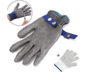 Gant protection anti-coupure pour boucher - En inox - Taille L - Gris