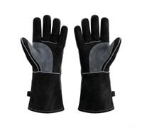 Gantelets de soudeur 35 cm pour MIG pour soudeurs TIG | Cuir de vachette haut de gamme, haute résistance à la chaleur, étincelles pour la preuve, pour soudure, barbecue, cheminée