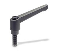 Ganter Norme Éléments levier de serrage réglable avec filetage Vis, 1 pièce, noir/strukturmatt, GN 300-92 M10-40 - SW