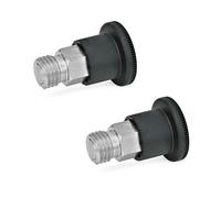 Ganter Norme Éléments | Mini Grille - GN 822.7 | Boulons Diamètre : 4 mm | führung/RAST Stylet en acier inoxydable - Lot de 2, GN 822.7-4-M8-C